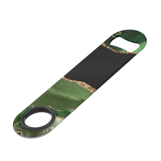 Emerald Green Marbled Agate Contemporary Stone Speed Flaschenöffner (Vorderseite Schrägansicht)