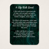 Emerald Green Memorial 3 Foto Beerdigungskarte (Rückseite)