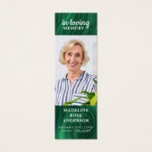 Emerald Green Memorial Beerdigung Gedicht Lesezeic (Vorderseite)