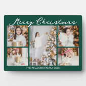 Emerald Green Merry Christmas Collage 5 Photo Fotoplatte (Vorderseite)