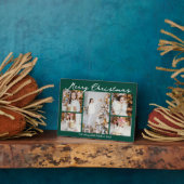 Emerald Green Merry Christmas Collage 5 Photo Fotoplatte (Seite)