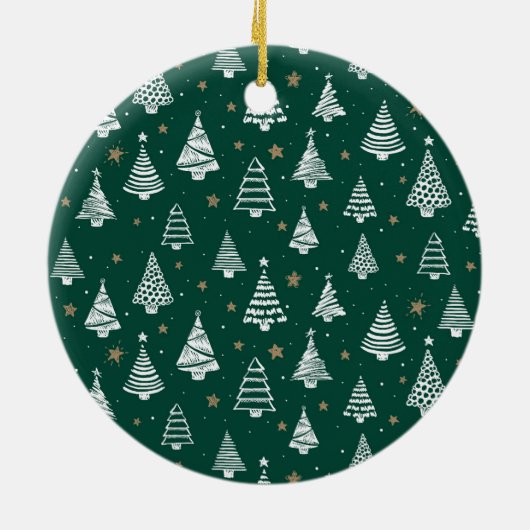 Emerald Green Merry Christmas Photo Collage Keramik Ornament (Hinten)