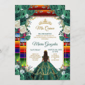 Emerald Green & Mexican Blanket Girl Sweet 16. Einladung (Vorne/Hinten)