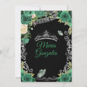 Emerald Green Mexican Charra Mis Quince Butterfly Einladung (Rückseite)