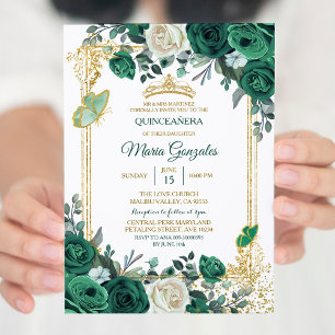 Emerald Green Mexican Charra Mis Quince Einladung