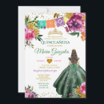Emerald Green Mexican Quinceañera 16. Schmetterlin Einladung<br><div class="desc">Farbenfrohe Smaragdgrüne mexikanische Charra Quinceañera Butterfly Einladung Mis Quince 15 Anos,  16. Geburtstag, </div>
