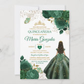Emerald Green Mexican Quinceñera Butterfly Einladung (Vorderseite)