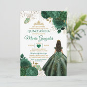 Emerald Green Mexican Quinceñera Butterfly Einladung (Stehend Vorderseite)