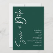 Emerald Green Minimal Calligraphy Wedding Save The Date (Vorderseite)