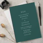 Emerald Green Minimal Monogram Wedding Einladung