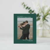 Emerald Green Minimal Wedding Foto Save the Date Ankündigungspostkarte (Stehend Vorderseite)