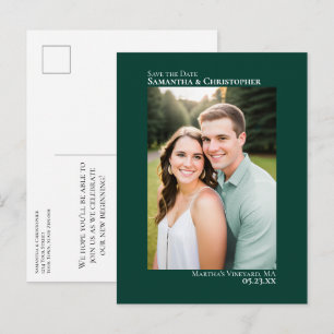 Emerald Green Minimal Wedding Foto Save the Date Ankündigungspostkarte