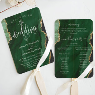 Emerald Green Minimal Wedding Program Fächer