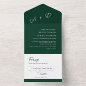 Emerald Green Minimalistic Wedding All In One Einladung (Innen Boden)