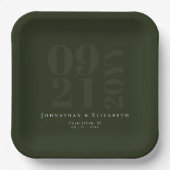 Emerald Green Minimalistisch Bold Art Wedding Pappteller (Vorderseite)