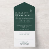 Emerald Green Minimalistisch Elegant Monogram Wedd All In One Einladung (Innen Boden)