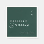 Emerald Green Minimalistisch Elegant Monogram Wedd Serviette (Vorderseite)