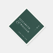 Emerald Green Minimalistisch Elegant Monogram Wedd Serviette (Ecke)