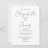Emerald Green Minimalistisch Elegant QR Code Weddi Einladung (Vorderseite)