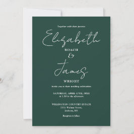 Emerald Green Minimalistisch Elegant QR Code Weddi Einladung