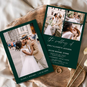 Emerald Green Minimalistisch Elegante Foto Wedding Einladung