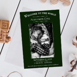 Emerald Green Minimalistisch Foto Geburtserklärung Ankündigung