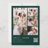Emerald Green Minimalistisch Foto QR-Code Hochzeit Einladung (Vorderseite)