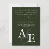 Emerald Green Minimalistisch Monogram Einladung (Vorderseite)
