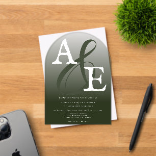 Emerald Green Minimalistisch Monogram Wedding Acryleinladungen