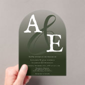 Emerald Green Minimalistisch Monogram Wedding Acryleinladungen (Insitu (Handheld))