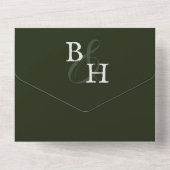 Emerald Green Minimalistisch Monogram Wedding All In One Einladung (Rückseite)