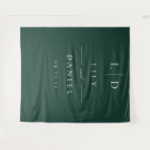 Emerald Green Minimalistisch Monogram Wedding Back Wandteppich (Vorderseite (Horizontal))