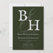 Emerald Green Minimalistisch Monogram Wedding Einladung (Vorderseite)