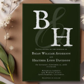Emerald Green Minimalistisch Monogram Wedding Einladung