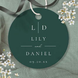 Emerald Green Minimalistisch Monogram Wedding Geschenkanhänger