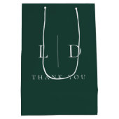 Emerald Green Minimalistisch Monogram Wedding Mittlere Geschenktüte (Rückseite)