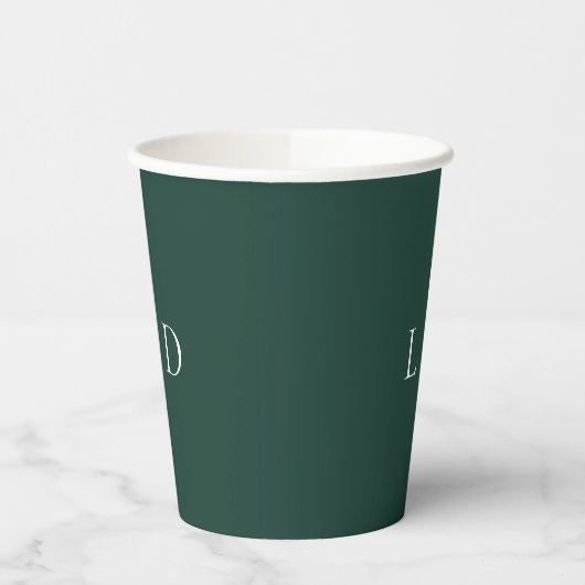 Emerald Green Minimalistisch Monogram Wedding Pappbecher (Links)