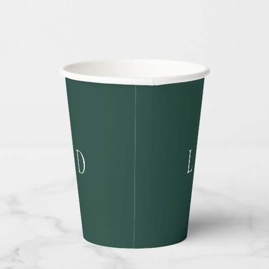 Emerald Green Minimalistisch Monogram Wedding Pappbecher (Rechts)