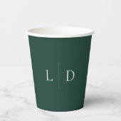 Emerald Green Minimalistisch Monogram Wedding Pappbecher (Vorderseite)