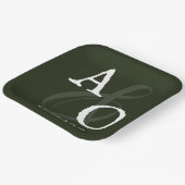 Emerald Green Minimalistisch Monogram Wedding Pappteller (Gewinkelt)