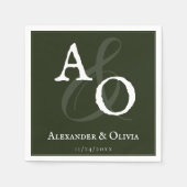 Emerald Green Minimalistisch Monogram Wedding Serviette (Vorderseite)