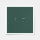 Emerald Green Minimalistisch Monogram Wedding Serviette (Vorderseite)
