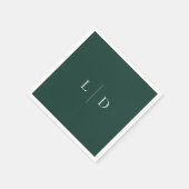 Emerald Green Minimalistisch Monogram Wedding Serviette (Ecke)