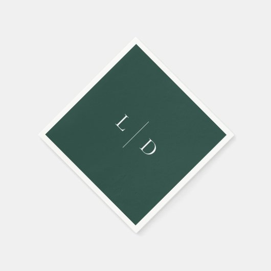 Emerald Green Minimalistisch Monogram Wedding Serviette (Ecke)