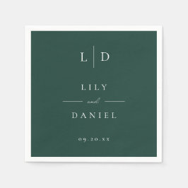 Emerald Green Minimalistisch Monogram Wedding Serviette