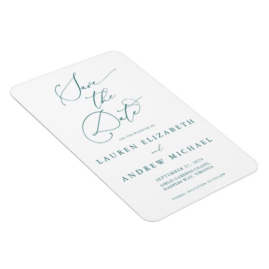 Emerald Green Minimalistisch Save the Date Einladu Magnet (Rechte Seite)