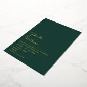 Emerald Green Minimalistisch Script Wedding Gold Folieneinladung (Gedreht)