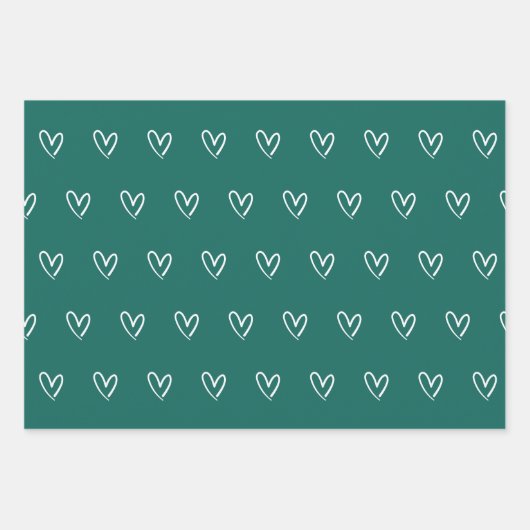 Emerald Green Minimalistisch Simple Heart Elegante Geschenkpapier Set (Vorderseite 2)