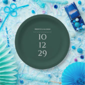 Emerald Green Minimalistisch Special Date Hochzeit Pappteller (Party)