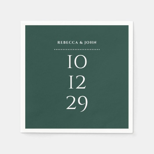 Emerald Green Minimalistisch Special Date Hochzeit Serviette (Vorderseite)